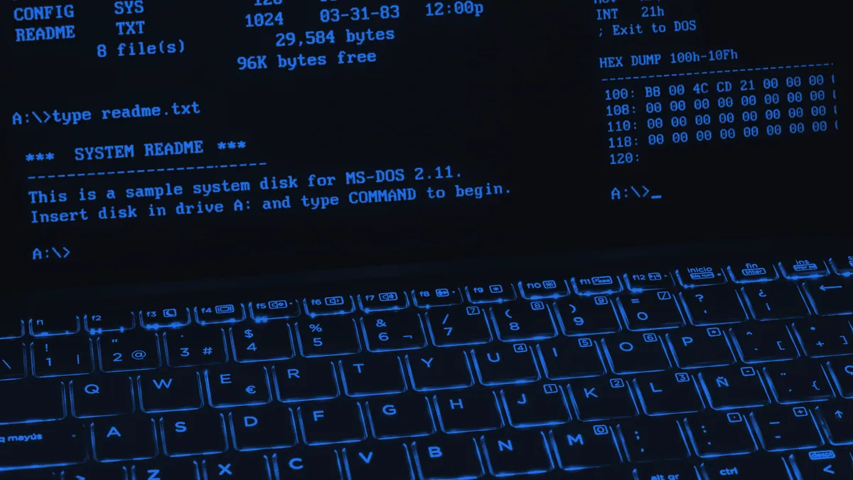 A vintage computer terminal displaying text-to-speech software.
