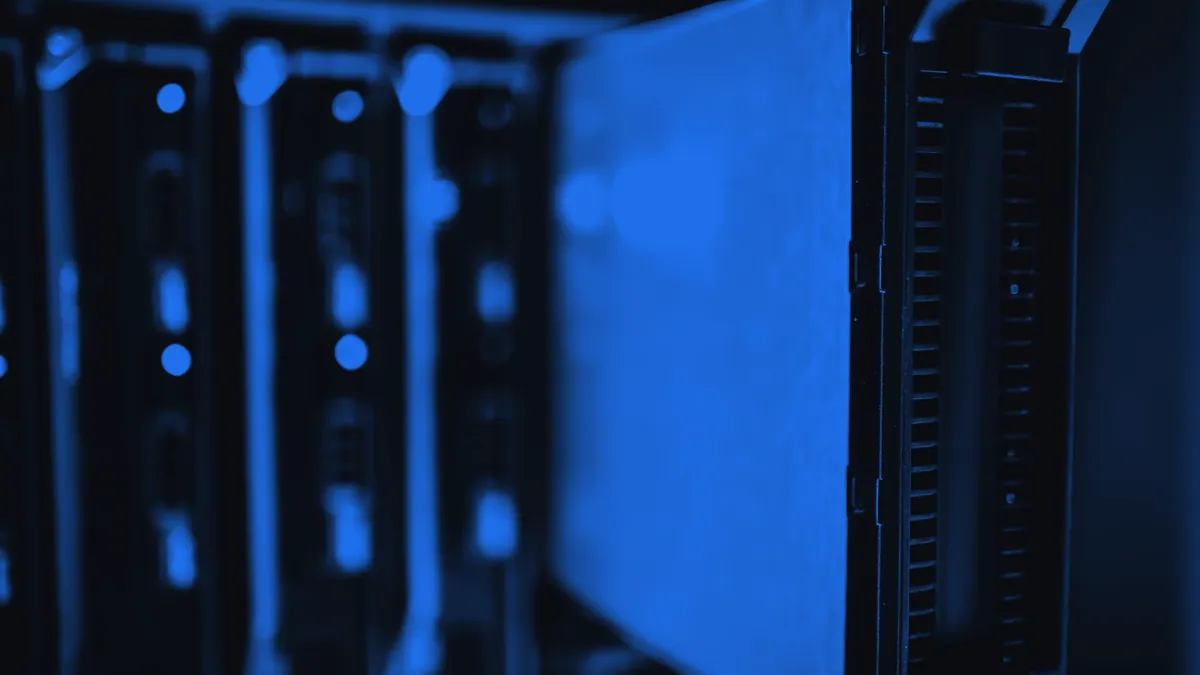 A high-tech data center environment where cloud speech services operate.