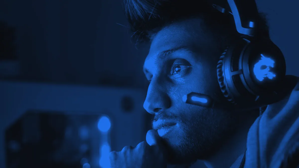 A gaming headset microphone used for voice recognition in games.