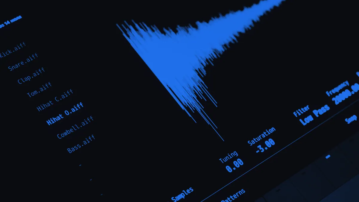 A digital audio waveform representing speech synthesis.