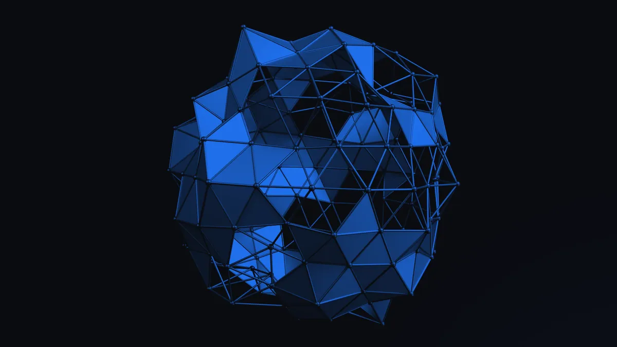 A digital wireframe representation of a human face for voice cloning.
